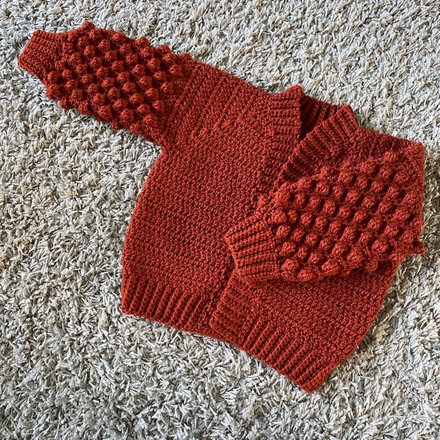 Baby/ toddler Crochet bobble sleeve cardigan.