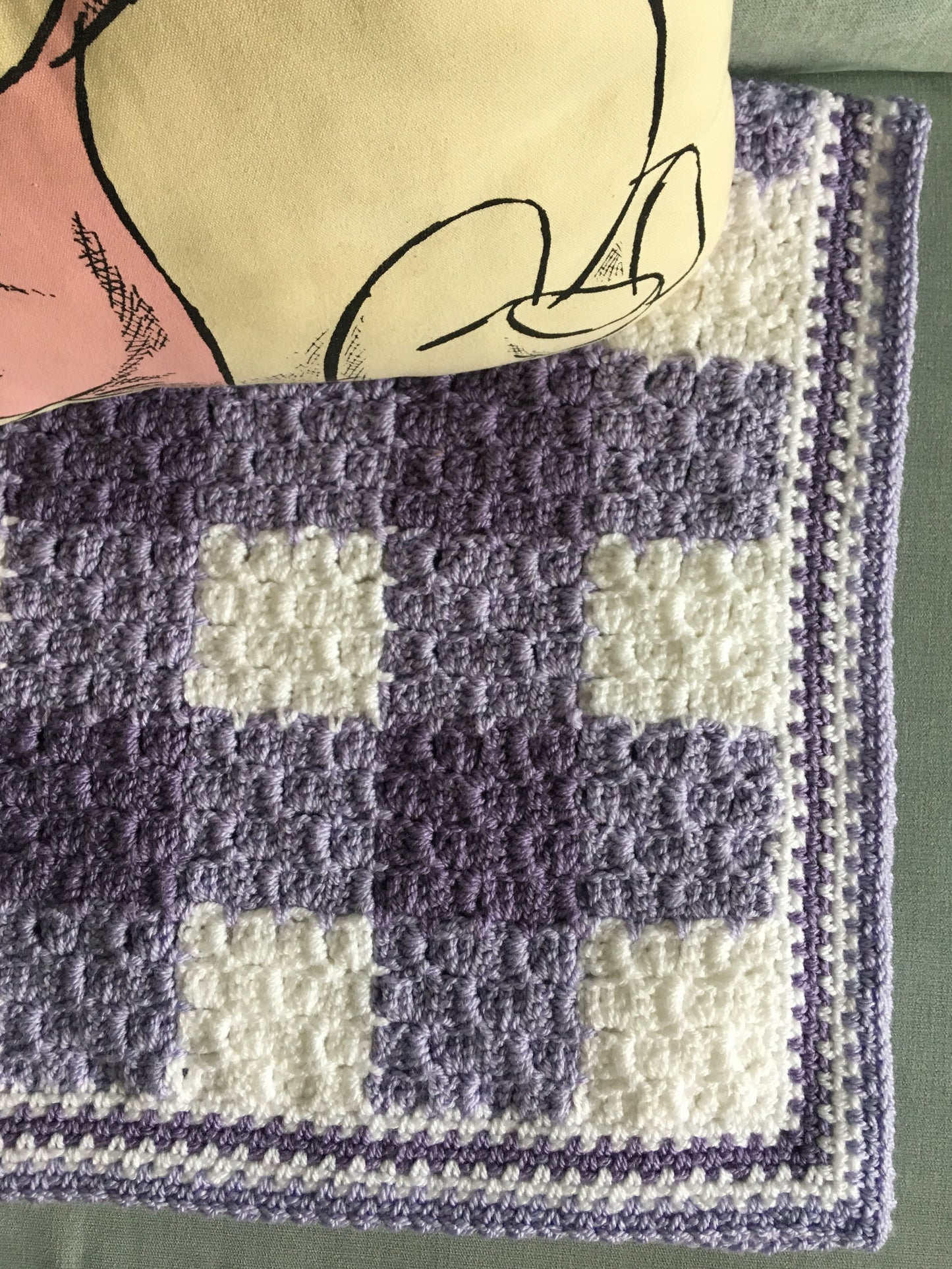 Beautiful lilac gingham crochet blanket