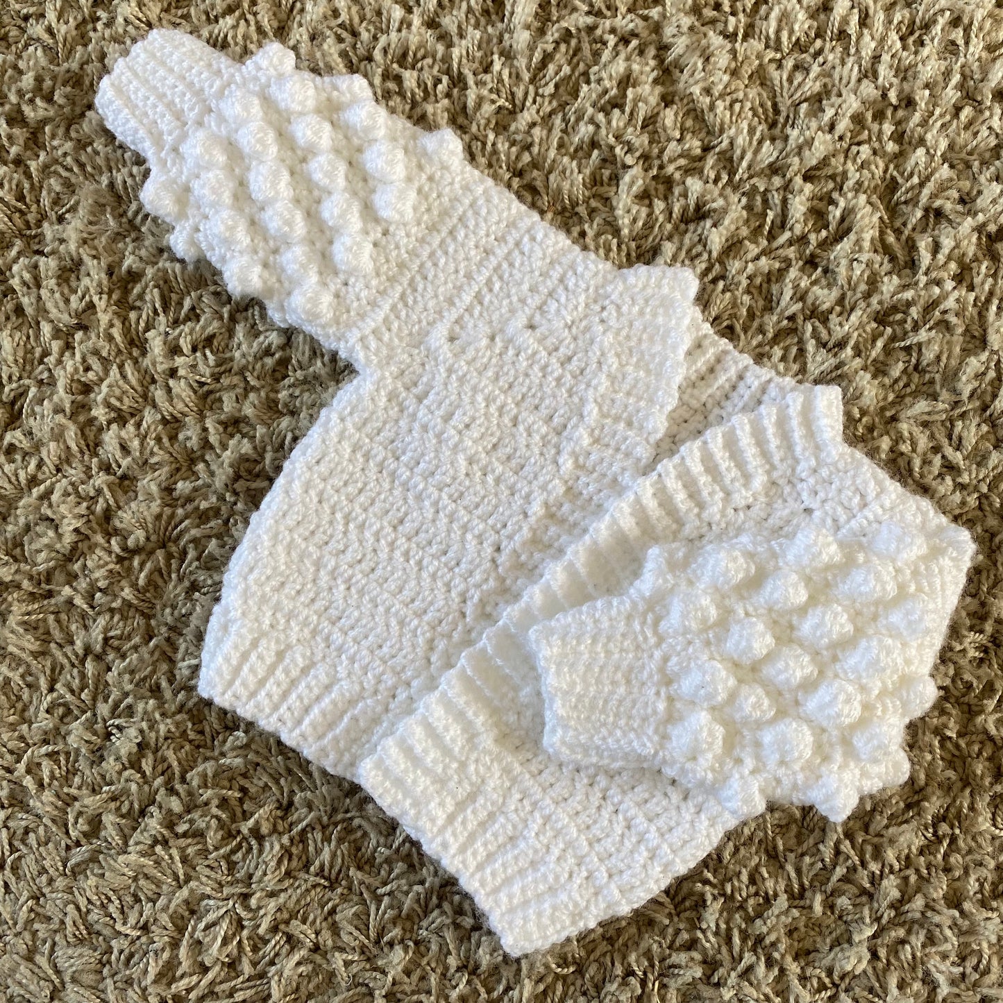 Baby/ toddler Crochet bobble sleeve cardigan.