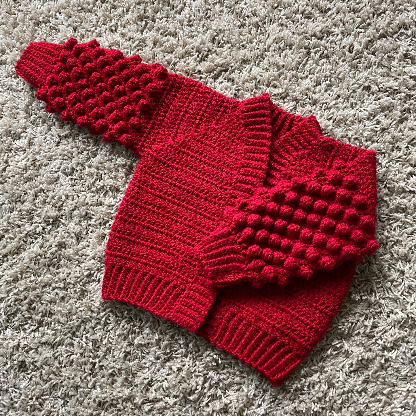 Baby/ toddler Crochet bobble sleeve cardigan.