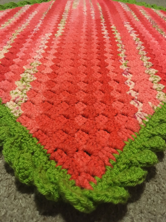 Beautiful crochet orange and green c2c baby blanket