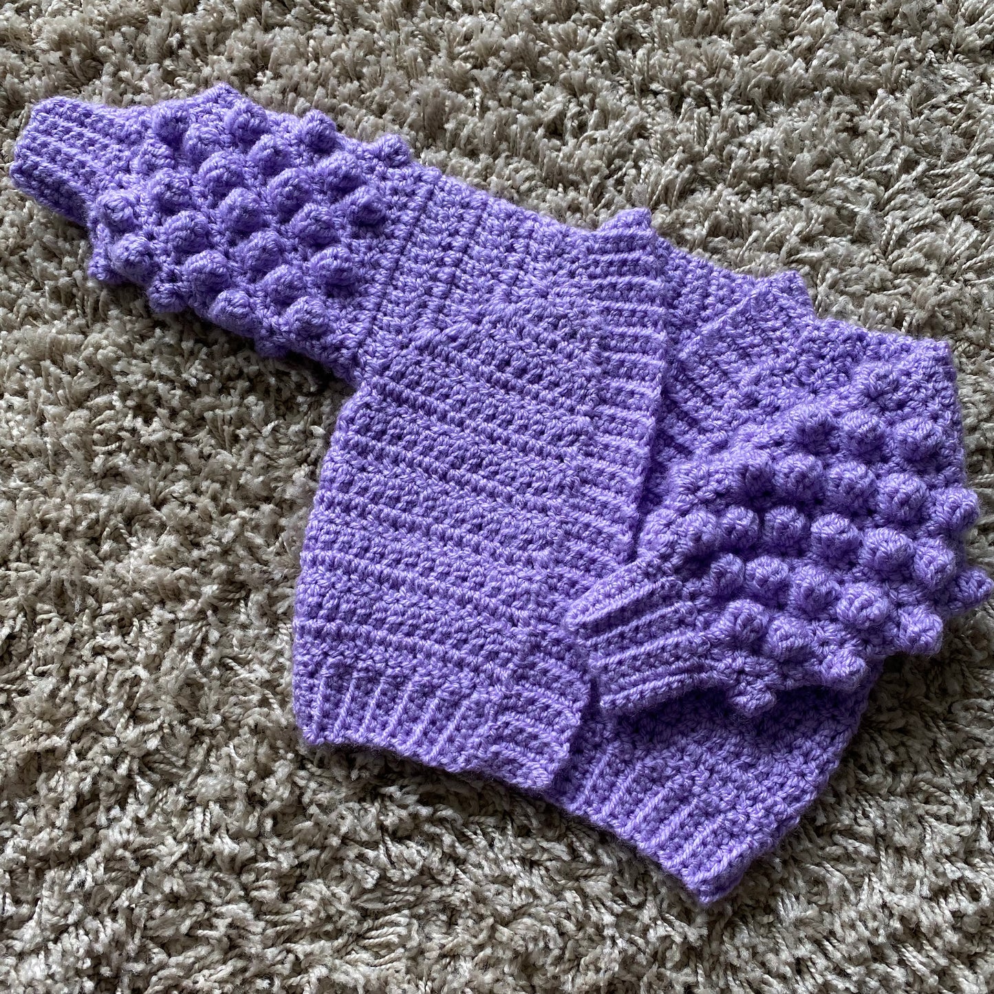 Baby/ toddler Crochet bobble sleeve cardigan.