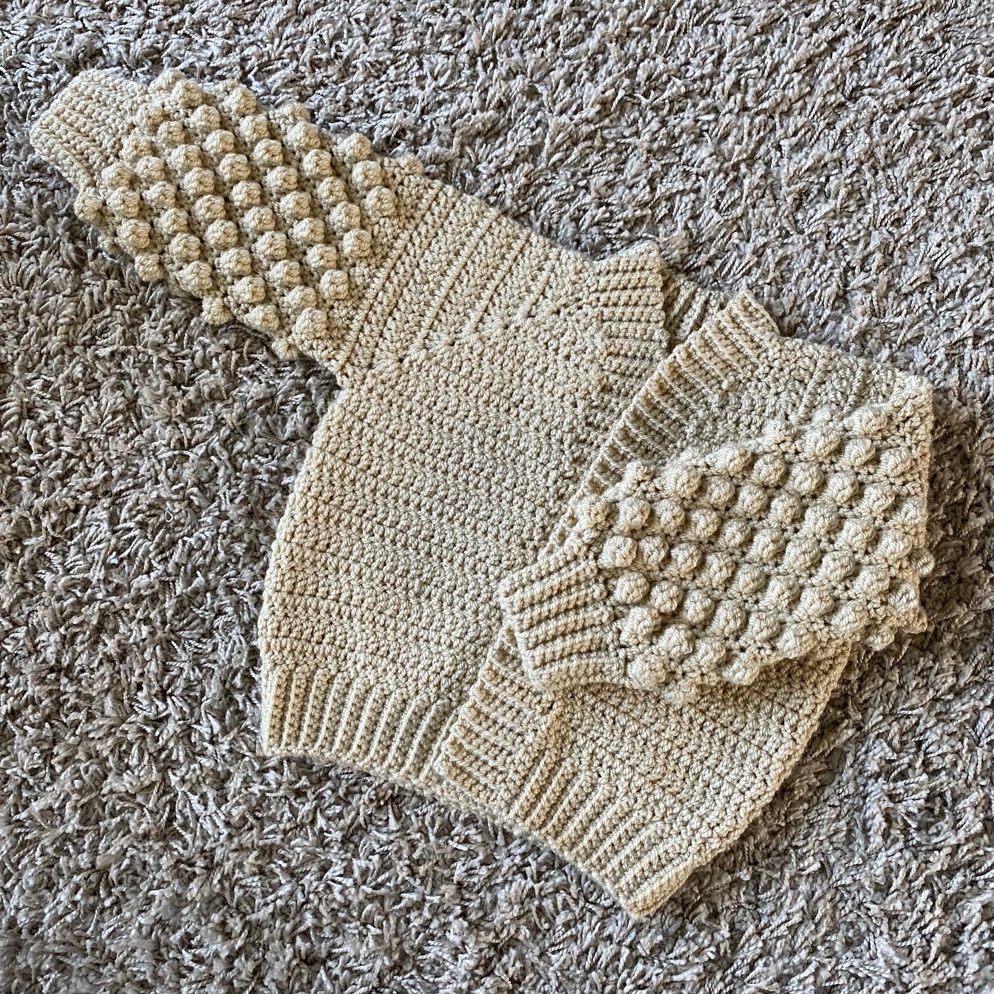 Baby/ toddler Crochet bobble sleeve cardigan.